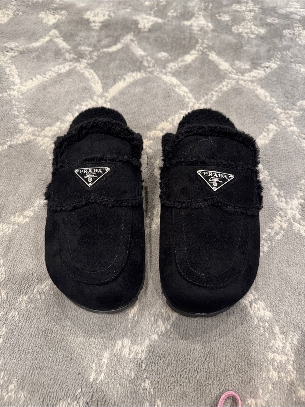 Prada style slip on mules